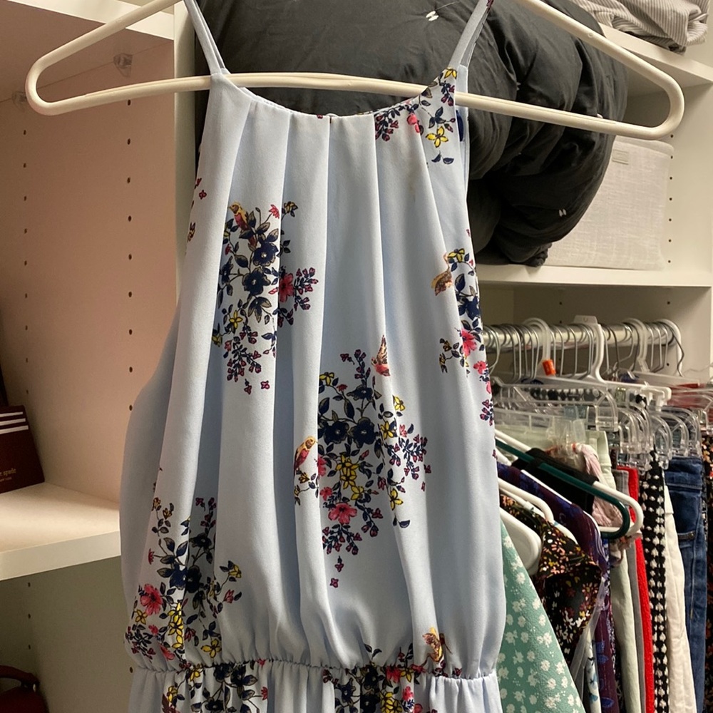 Blue Rain Halter Dress